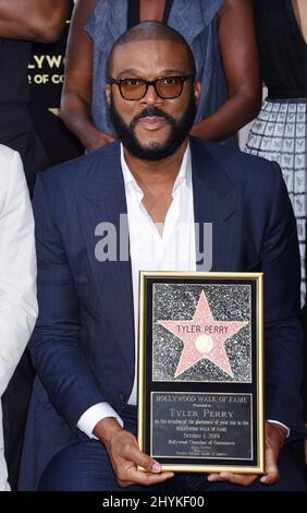 Tyler Perry lors de sa cérémonie du Hollywood Walk of Fame, le 1 octobre 2019 à Hollywood, Los Angeles. Banque D'Images