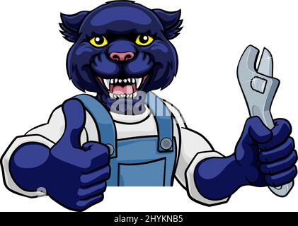 Plombier Panther ou mécanicien Holding Spanner Illustration de Vecteur