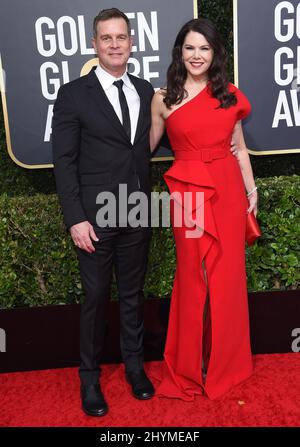 Peter Krause et Lauren Graham à l'occasion des Golden Globe Awards 77th qui se sont tenus à l'hôtel Beverly Hilton le 5 janvier 2020 à Beverly Hills, Los Angeles. Banque D'Images