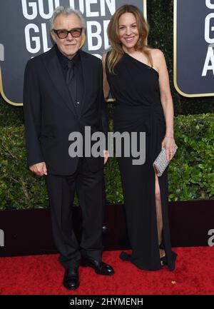 Harvey Keitel et Daphna Kastner aux Golden Globe Awards 77th qui se sont tenus à l'hôtel Beverly Hilton le 5 janvier 2020 à Beverly Hills, Los Angeles. Banque D'Images