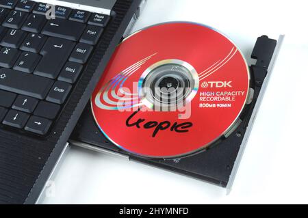 CD étiqueté copie, crime informatique Banque D'Images