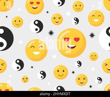 Motif vectoriel transparent avec smileys Illustration de Vecteur