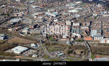 Vue aérienne du centre-ville de St Helens, Merseyside Banque D'Images