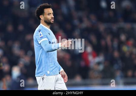 Felipe Anderson de Lazio gestes pendant le championnat italien Serie Un match de football entre SS Lazio et Venezia FC le 14 mars 2022 au Stadio Olimpico à Rome, Italie - photo Federico Proietti / DPPI Banque D'Images