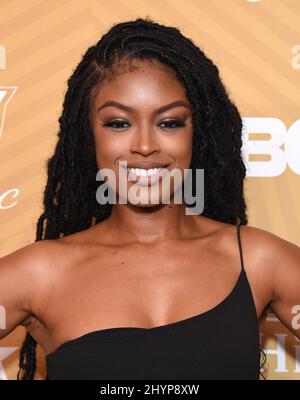Javicia Leslie assiste à la cérémonie de remise des prix du Festival du film noir américain qui s'est tenue au Beverly Hilton à Beverly Hills, Californie, États-Unis, le dimanche 23 février 2020 Banque D'Images