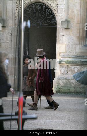 Timothée Chalamet filmant Womka à Oxford (photo Jack Ludlam) Banque D'Images