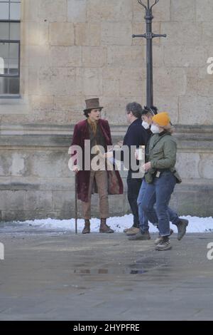 Timothée Chalamet filmant Womka à Oxford (photo Jack Ludlam) Banque D'Images