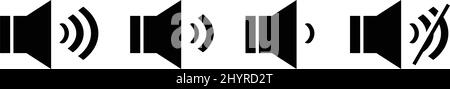 Ensemble d'icônes de volume. Icônes de niveau sonore et de sourdine. Niveau de volume. Vecteur modifiable. Illustration de Vecteur