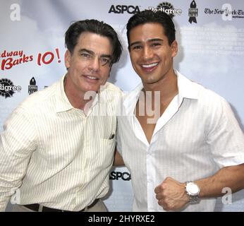 Peter Gallagher et Mario Lopez à Broadway Barks 10 à Shubert Alley à New York. Banque D'Images