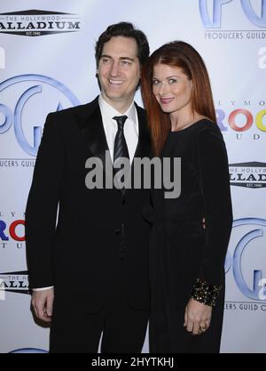 Daniel Zelman et Debra messing aux Prix annuels de la Guilde des producteurs 20th qui se tiennent au Palladium, à Hollywood. Banque D'Images