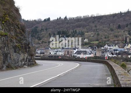 Front de mer d'Oberwesel à Mittelrheintal pendant Mqrch 2022 Banque D'Images