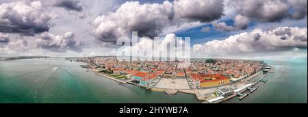 Vue panoramique vue aérienne de la ville de Lisbonne, Portugal. Banque D'Images