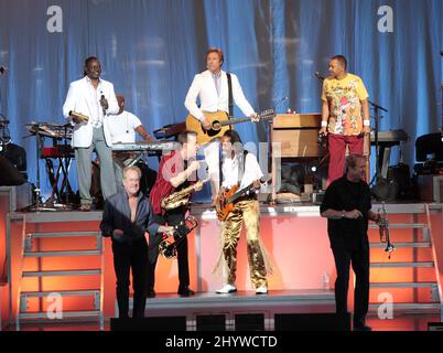 Chicago and Earth, Wind and Fire in concert au Bethel Woods Center for the Arts, New York. Banque D'Images