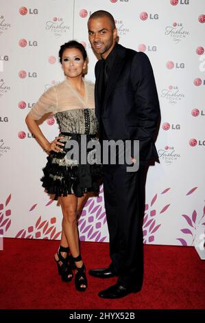 EVA Longoria Parker et Tony Parker lors de la soirée « Fashion Touch » organisée par Eva Longoria et Victoria Beckham à la maison Soho, en Californie Banque D'Images