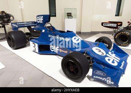 Jody Scheckter 1974 voiture de course Tyrrell au Musée de l'automobile de Franschhoek Afrique du Sud Banque D'Images