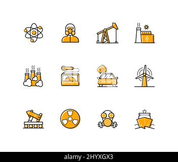 Problèmes d'industrialisation - jeu d'icônes de style de conception de ligne moderne Illustration de Vecteur
