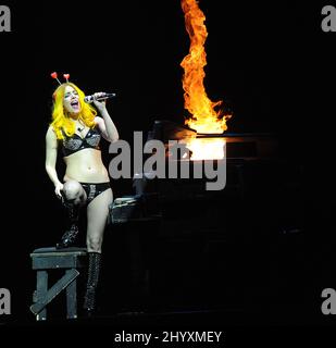 Lady Gaga en concert dans le cadre de la visite « Monster ball » au RB Center, Raleigh, Caroline du Nord. Banque D'Images