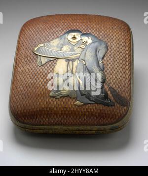 Réserver Box avec Kanzan et Jittoku. Anonyme. Japon, fin de la période Edo, vers 1800-1868. Laque. Panier ; laque avec maki-e (en poudre saupoudrée) Banque D'Images