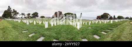Fort Rosetrans National Cemetery À San Diego, Californie. Vue panoramique Banque D'Images