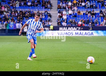 Malaga, Espagne. 12th mars 2022. Victor Gomez vu lors du match la Liga Smartbank 2021/2022 entre Malaga CF et SD Ponferradina au stade la Rosaleda. Note finale; Malaga CF 0:0 SD Ponferradina (photo de Francis Gonzalez/SOPA Images/Sipa USA) crédit: SIPA USA/Alay Live News Banque D'Images