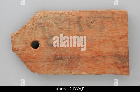 Étiquette de momie avec inscription bilingue. Égypte, période romaine (30 BCE - 300 ce). Tablettes. Bois Banque D'Images