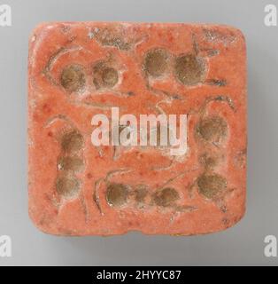 Cachet, Tabloïd. Iran ou Mésopotamie, environ 3000 av. J.-C. Outils et équipement; joints. Marbre rose Banque D'Images