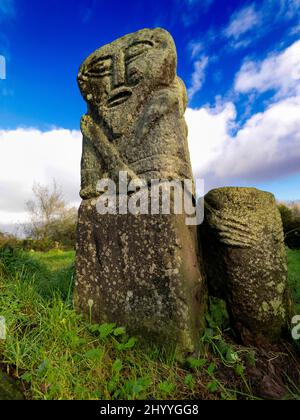 Janus Stone Boa Island, Enniskillen, Comté de Fermanagh, Irlande du Nord Banque D'Images