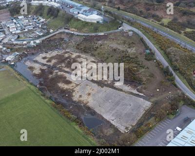 Cork, Irlande, 15th mars 2022. Le Yard d'Ellis sera rezoné pour le logement à Ballyvolane, Cork, Irlande. VEUILLEZ NE PAS AJOUTER MON NOM AUX CRÉDITS POUR CES PHOTOS, LE CAS ÉCHÉANT. Photo aérienne du site proposé pour le rezonage dans la région de Ballyvolane. Le conseil municipal de Cork doit voter ce soir pour savoir si le triage d'Ellis à Spring Lane doit être rezoné pour le logement comme prévu dans le programme d'hébergement des voyageurs pour 2019-2024. La remise en place a reçu de fortes objections de la part des résidents et de certains conseillers locaux depuis plusieurs années, citant que le site est dangereux pour le RE actuel Banque D'Images