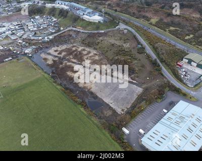 Cork, Irlande, 15th mars 2022. Le Yard d'Ellis sera rezoné pour le logement à Ballyvolane, Cork, Irlande. VEUILLEZ NE PAS AJOUTER MON NOM AUX CRÉDITS POUR CES PHOTOS, LE CAS ÉCHÉANT. Photo aérienne du site proposé pour le rezonage dans la région de Ballyvolane. Le conseil municipal de Cork doit voter ce soir pour savoir si le triage d'Ellis à Spring Lane doit être rezoné pour le logement comme prévu dans le programme d'hébergement des voyageurs pour 2019-2024. La remise en place a reçu de fortes objections de la part des résidents et de certains conseillers locaux depuis plusieurs années, citant que le site est dangereux pour le RE actuel Banque D'Images