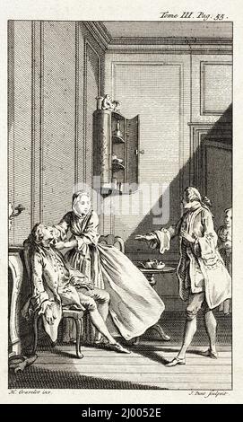 Illustration de Tom Jones. Jan Punt (pays-Bas, Amsterdam, 1711-1779). Holland, publié en 1750. Gravures; gravures. Gravure Banque D'Images