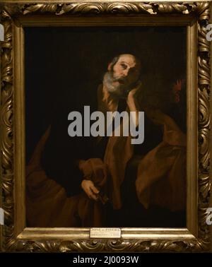 Atelier de José de Ribera (1591-1652), peintre espagnol. « Le déni de Saint-Pierre ». Huile sur toile, env. 1640-1650. Musée national d'Art ancien (MNAA). Lisbonne, Portugal. Banque D'Images