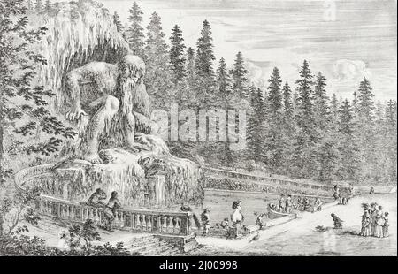 Statue colossale des Apennines. Stefano della Bella (Italie, Florence, 1610-1664). Italie, 1653. Gravures; gravures. Gravure Banque D'Images