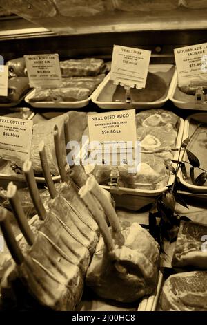 Pat la Frieda boucher la place du marché italien d'Eataly dans le quartier de Flatiron à New York Banque D'Images