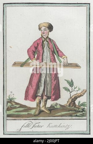 Déguisements de différents pays, 'ville Jatar Kastchintz'. L. F. Labrousse (France, Bordeaux, actif fin du siècle 18th)Jacques Grasset de Saint-Sauveur (France, 1757-1810). France, vers 1797. Gravures; gravures. Gravure sur papier teintée à la main Banque D'Images