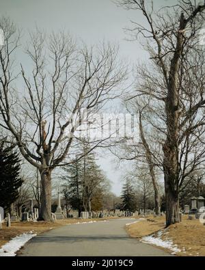 Cimetière historique d'Oak Grove à Fall River, Massachusetts Banque D'Images