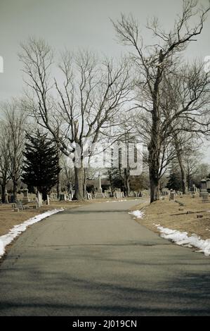 Cimetière historique d'Oak Grove à Fall River, Massachusetts Banque D'Images