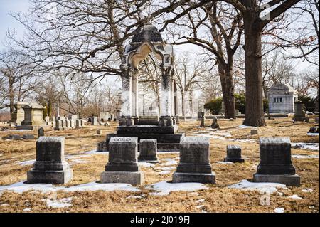 Cimetière historique d'Oak Grove à Fall River, Massachusetts Banque D'Images