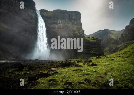 Cascade de Haifoss en Islande. Banque D'Images