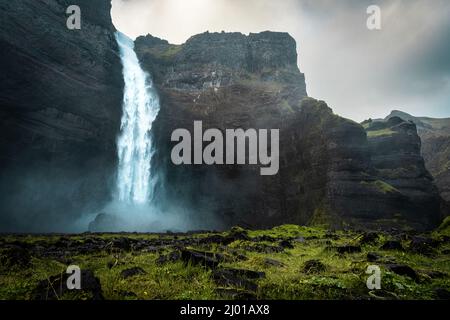 Cascade de Haifoss en Islande. Banque D'Images