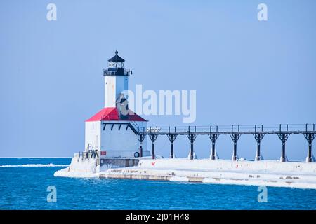 Phare du Michigan en hiver Banque D'Images