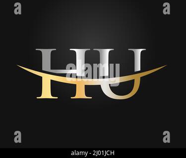 Premier monogramme lettre HU logo Design Vector. Modèle de conception du logo HU Illustration de Vecteur