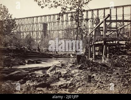 Trestle Bridge à Whiteside. George N. Barnard (États-Unis, 1819-1902). États-Unis, 1866. Photographies. Imprimé argent en couleur albumine Banque D'Images