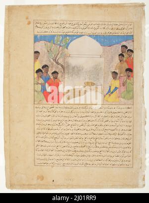 L'apparition de Shakyamuni (le Bouddha) après sa mort, page d'un manuscrit du Majma' al-tawarikh (Collection de chroniques) de Hafiz-Abrau. Afghanistan, Herat, vers 1425. Manuscrits; folios. Encre, aquarelle opaque sur papier Banque D'Images