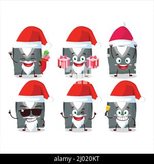 Émoticônes du Père Noël avec personnage de dessin animé gris de gilet d'école. Illustration vectorielle Illustration de Vecteur