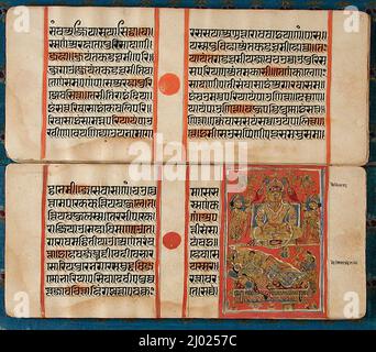 Kalpasutra (Livre des préceptes sacrés) manuscrit. Inde, Gujarat ou Rajasthan, vers 1550, couvre 20th siècle. Manuscrits. Folios : encre, aquarelle opaque et or sur papier; couvertures : brocart de soie Banque D'Images