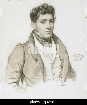 Portrait d'un jeune homme. Michel-Martin Rolling (France, 1786-1851). France, 1825. Mises en plan. Craie noire et graphie Banque D'Images