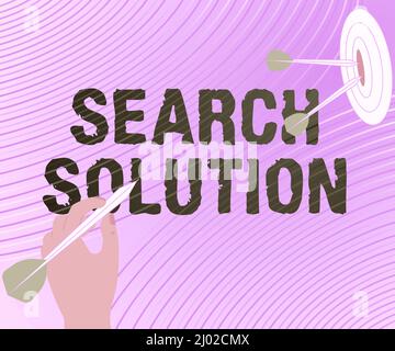 Inspiration montrant la solution de recherche de signe. Concept Internet action ou processus visant à trouver une solution à un problème présentant un message touchant Target Banque D'Images
