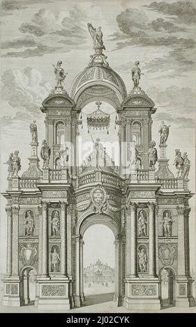 Frontispice avec Arche de Triumphal avec David et Salomon. Johann Ulrich-Kraus (Allemagne, 1655-1719). Allemagne, 1705. Gravures; gravures. Gravure et gravure Banque D'Images