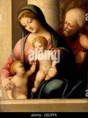 Sainte famille avec le bébé Saint John. Correggio (Antonio Allegri) (Italie, Parme, vers 1489-1534). Italie, vers 1515. Peintures. Huile sur le panneau transférée sur la toile Banque D'Images