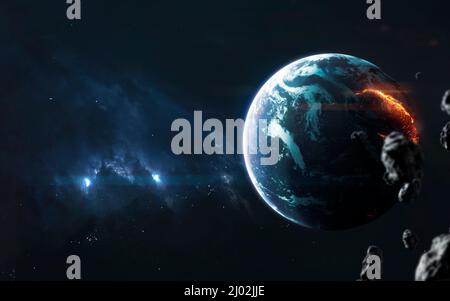 Explosion de la planète. Apocalypse. Éléments de cette image fournis par la NASA Banque D'Images